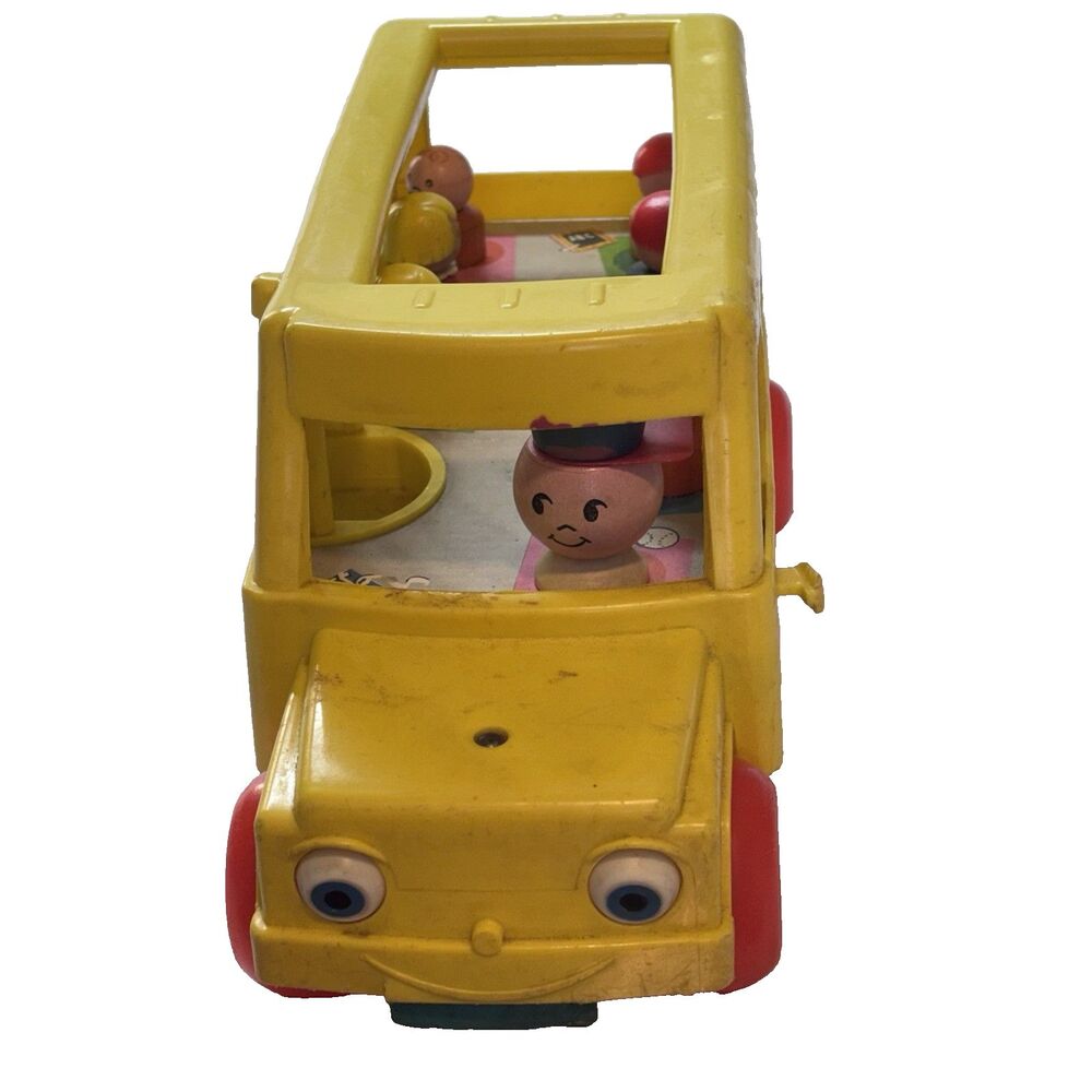 Vintage Original 1965 Fisher Price Little People #192 School Bus w/6 Kids